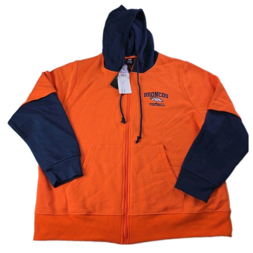 Denver Broncos Football NFL Team Apparel FOCO Orange Full Zip NWT XL